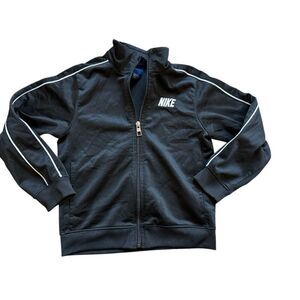 Youth Boys Nike Black & White Stitched Logo  Dry Fit Full Zip Track Jacket  Sz 6